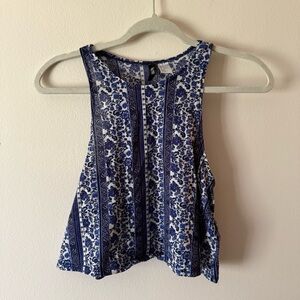 H&M Blue Floral Crop Top